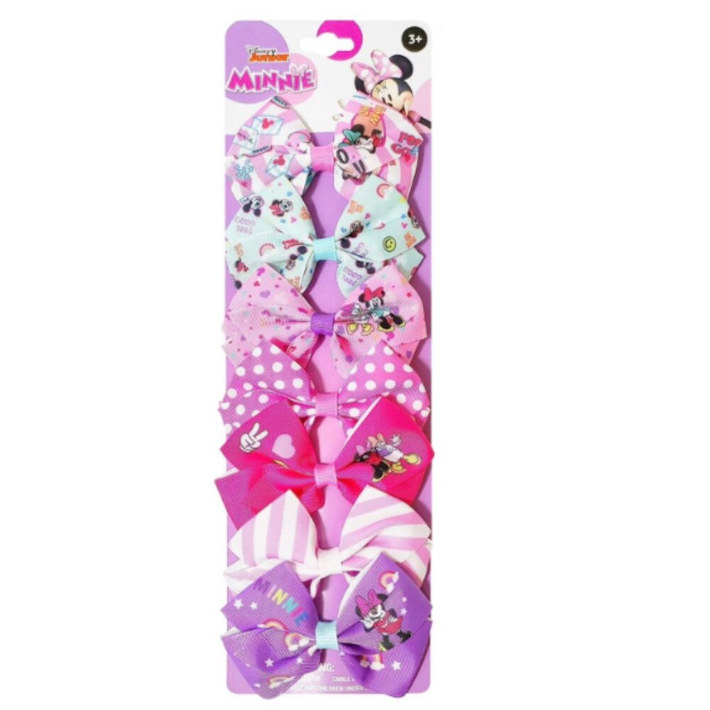Disney Junior Minnie Mouse Hair Bows Seven Pieces Pink and Blue Alligator Clip